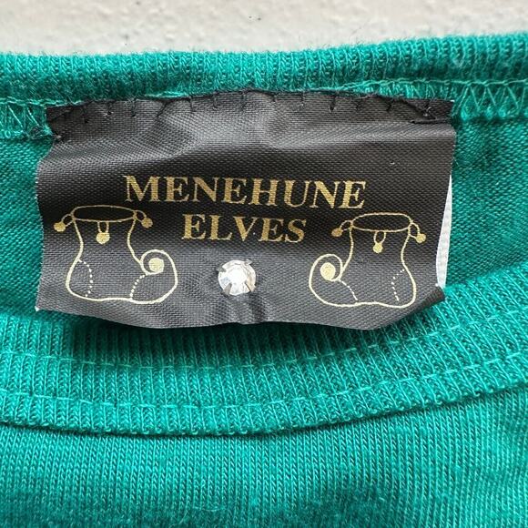 Vintage 80's Menehune Elves Green, Sleigh/Tree, Long Bat Sleeves Top-One Size - Picture 4 of 12